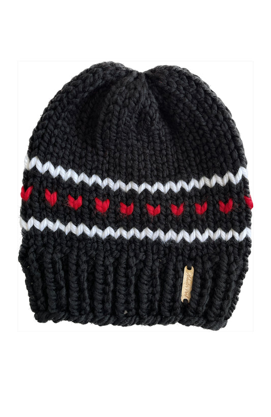 Hearts and Stripes Beanie // Black, Red and White - Texas Tech Beanie