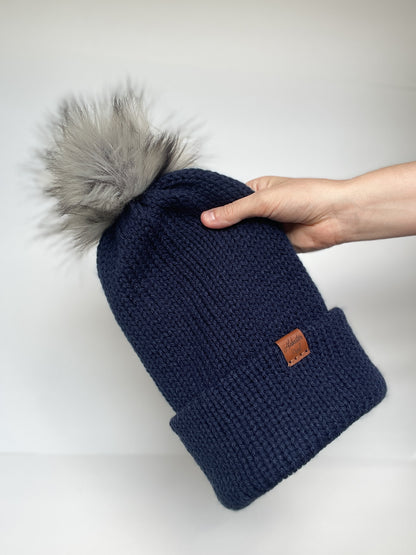 Charlie Beanie // Navy Blue - Pick your pom