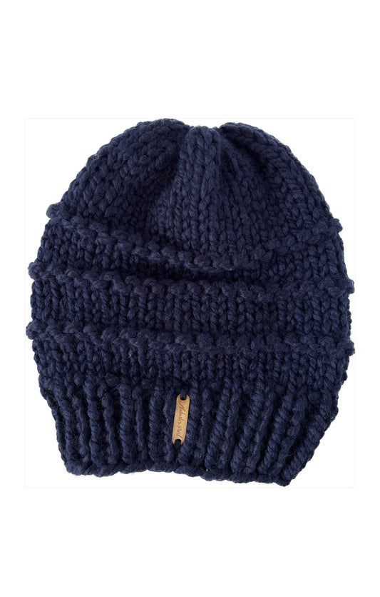 Slone Beanie // Navy Blue and Gold