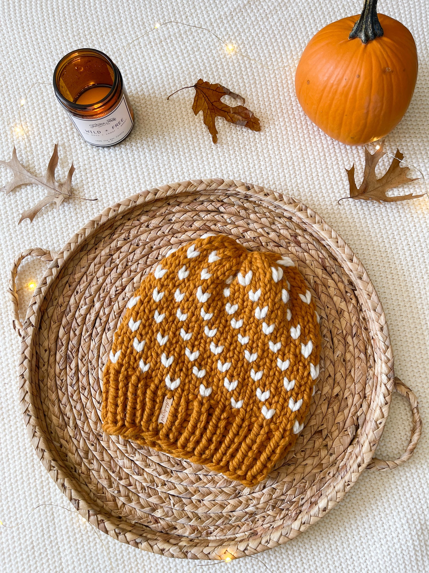 Wild Hearts Beanie // Butterscotch and Cream - Pick your pom