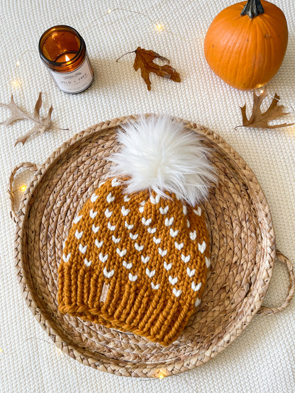 Wild Hearts Beanie // Butterscotch and Cream - Pick your pom