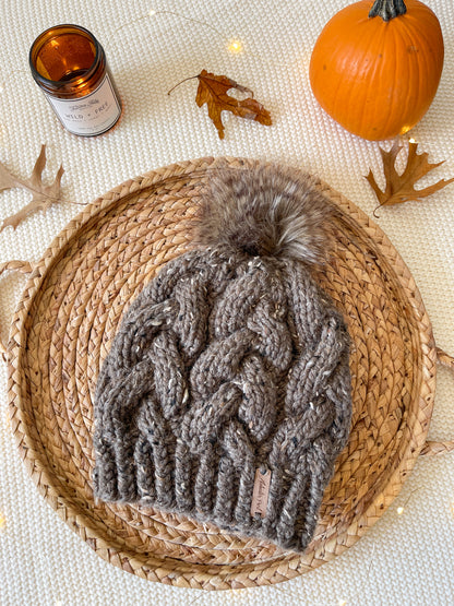 Braided Cable Beanie // Barley - Pick your pom