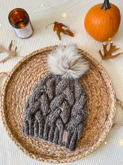 Braided Cable Beanie // Barley - Pick your pom