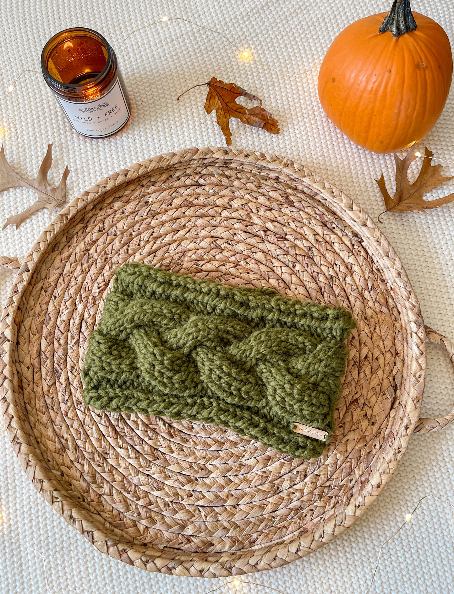 Braided Cable Headband // Olive Green