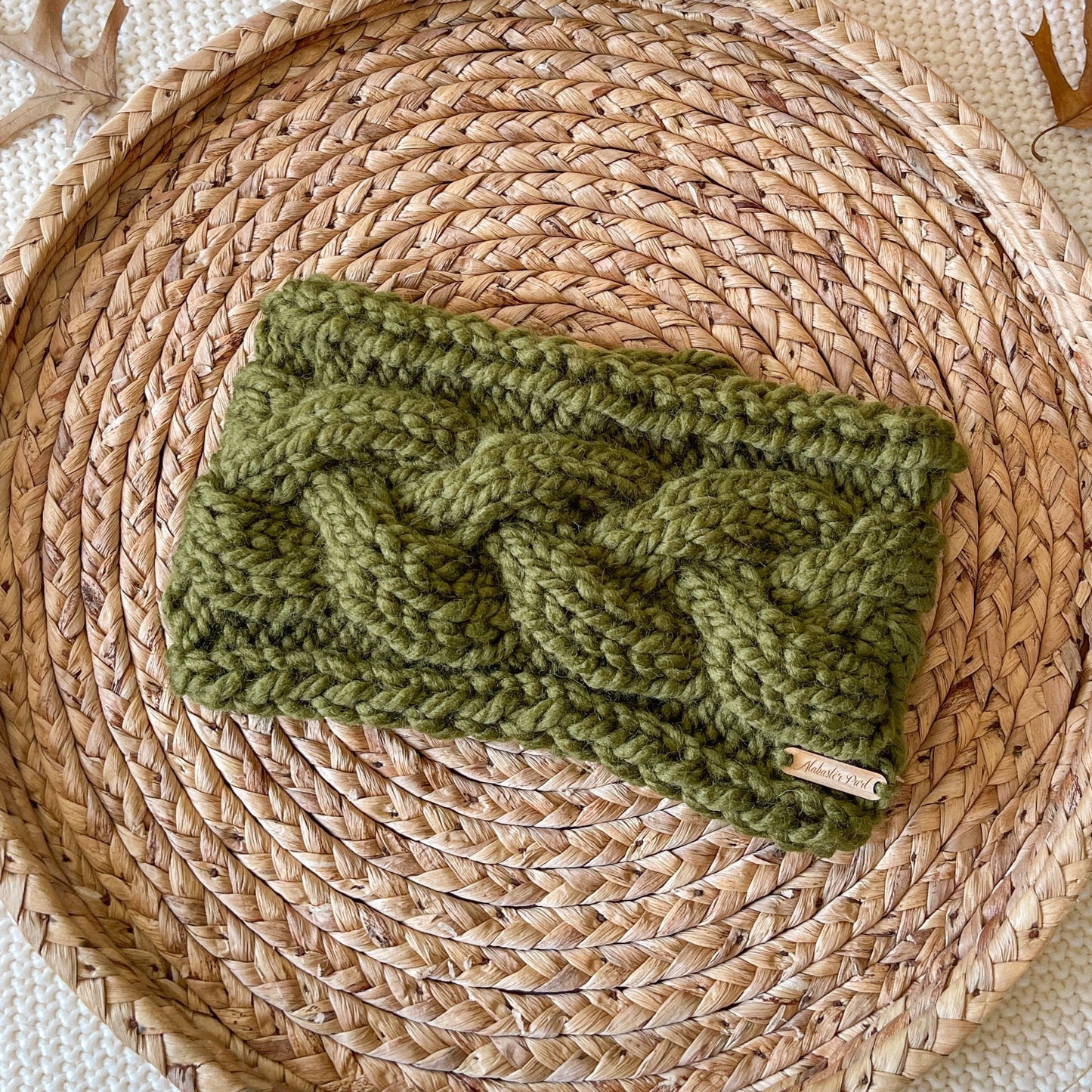 Braided Cable Headband // Olive Green