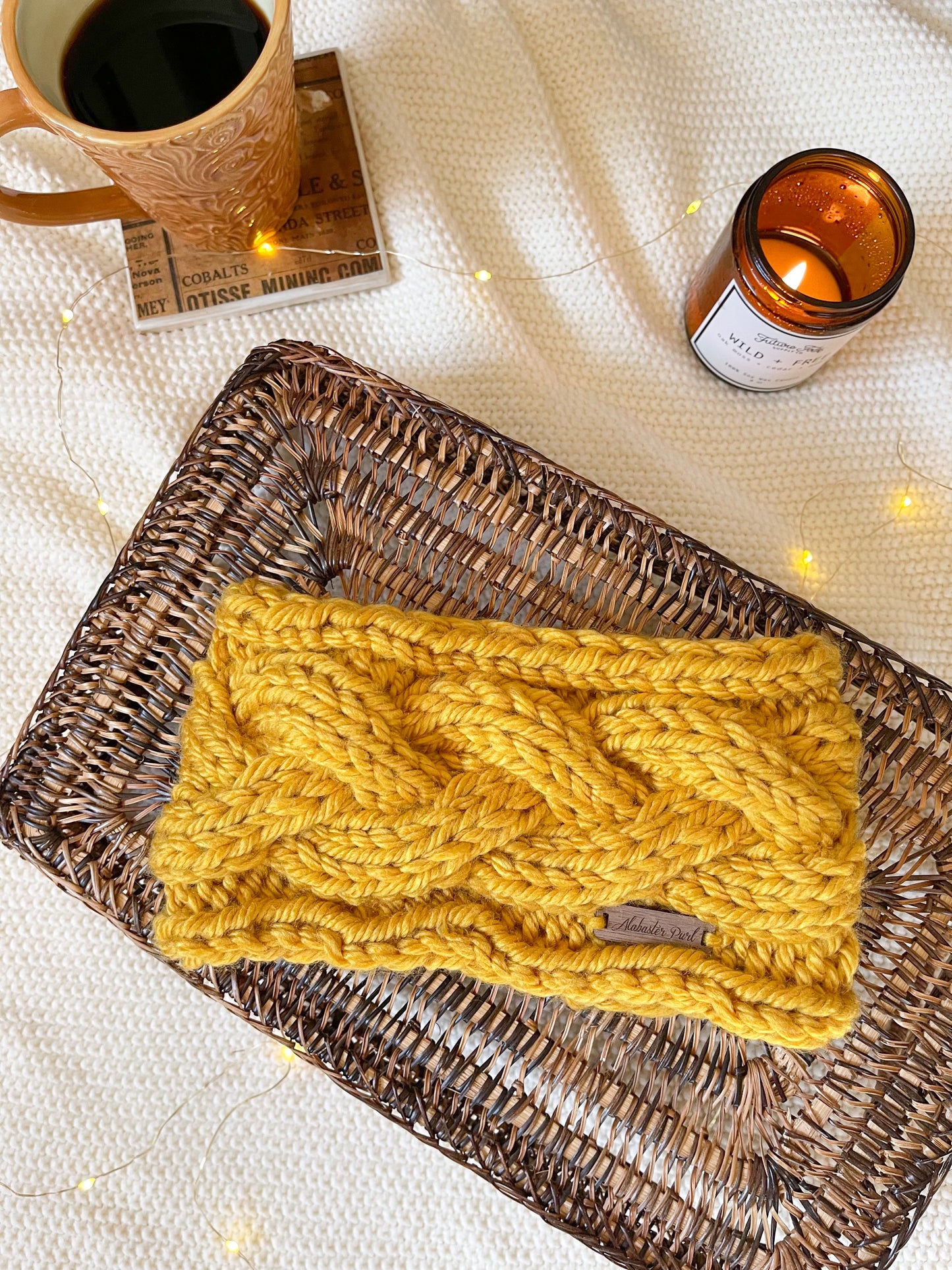 Braided Cable Headband // Mustard Yellow - Wool Free