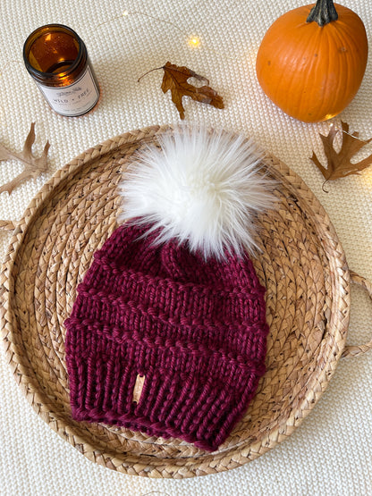 Slone Beanie // Maroon - Pick your pom