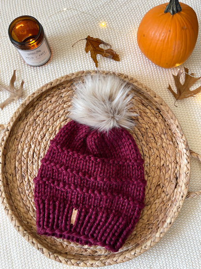 Slone Beanie // Maroon - Pick your pom