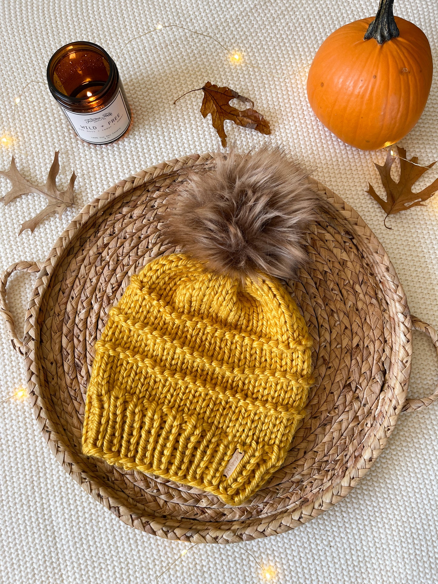 Slone Beanie // Mustard - Wool free - Pick your pom