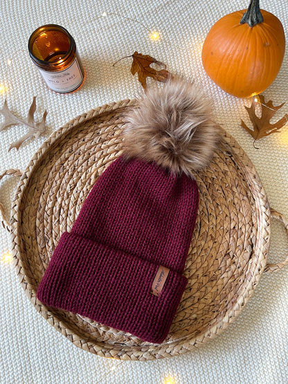 Charlie Beanie // Maroon - Pick your pom