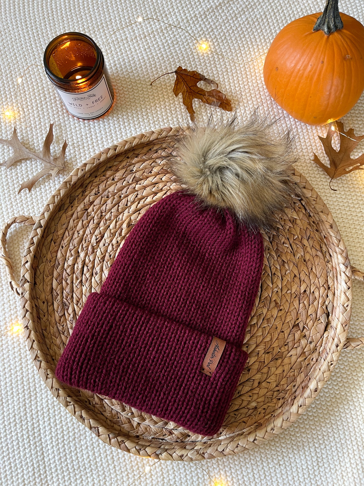 Charlie Beanie // Maroon - Pick your pom