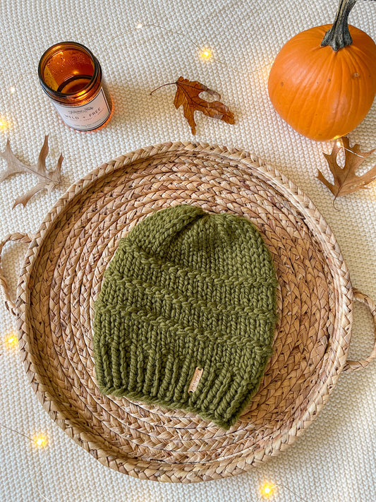 Slone Beanie // Olive Green - Pick your pom