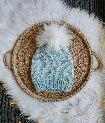 Wild Hearts Beanie // Glacier and Cream - Pick your pom