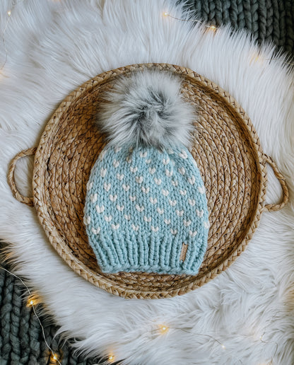 Wild Hearts Beanie // Glacier and Cream - Pick your pom