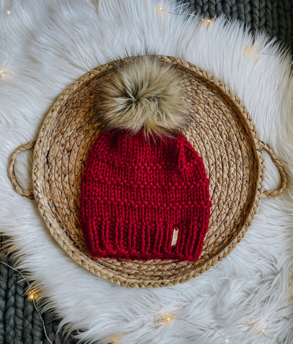 Slone Beanie // Red - Pick your pom