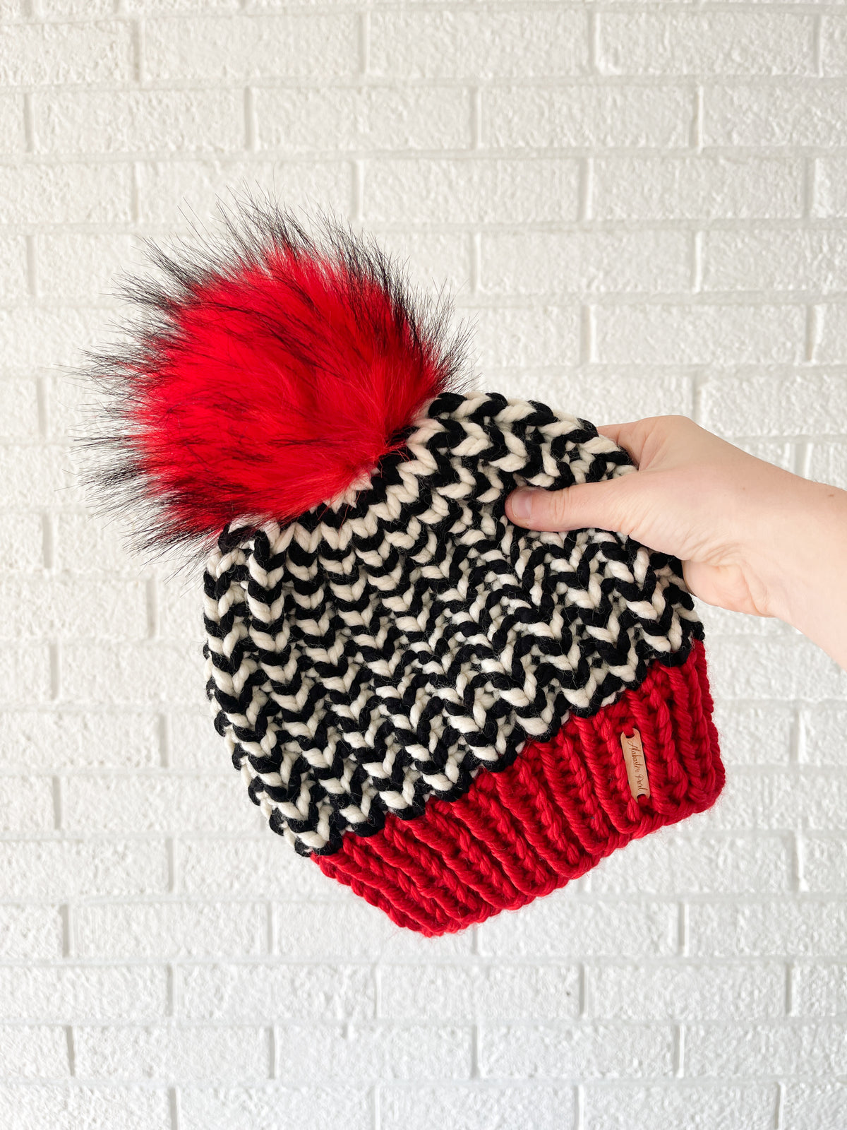 Riverbend Beanie // Red, Black and Cream