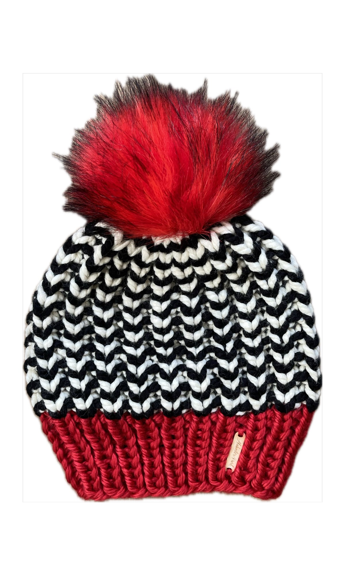 Riverbend Beanie // Red, Black and Cream
