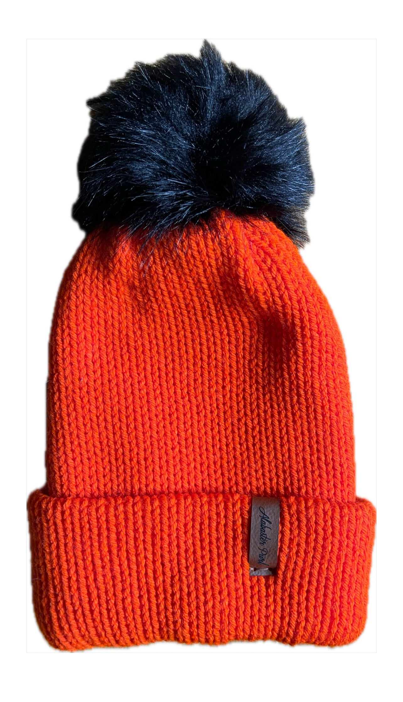 Charlie Beanie // Neon Orange with Black Pom