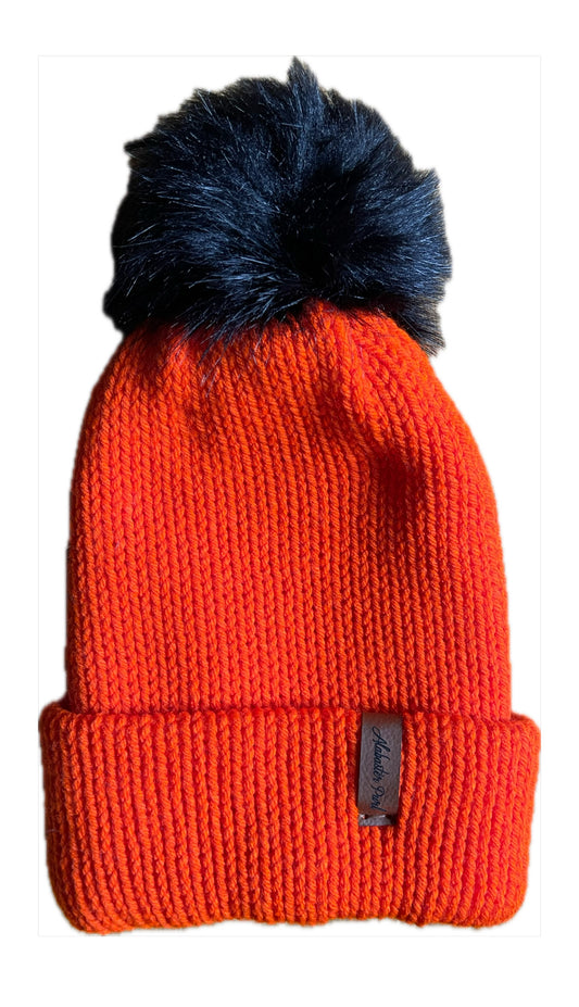 Charlie Beanie // Neon Orange with Black Pom