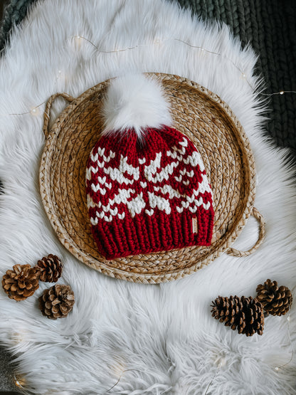 Snowflake Beanie - Pick Your Pom