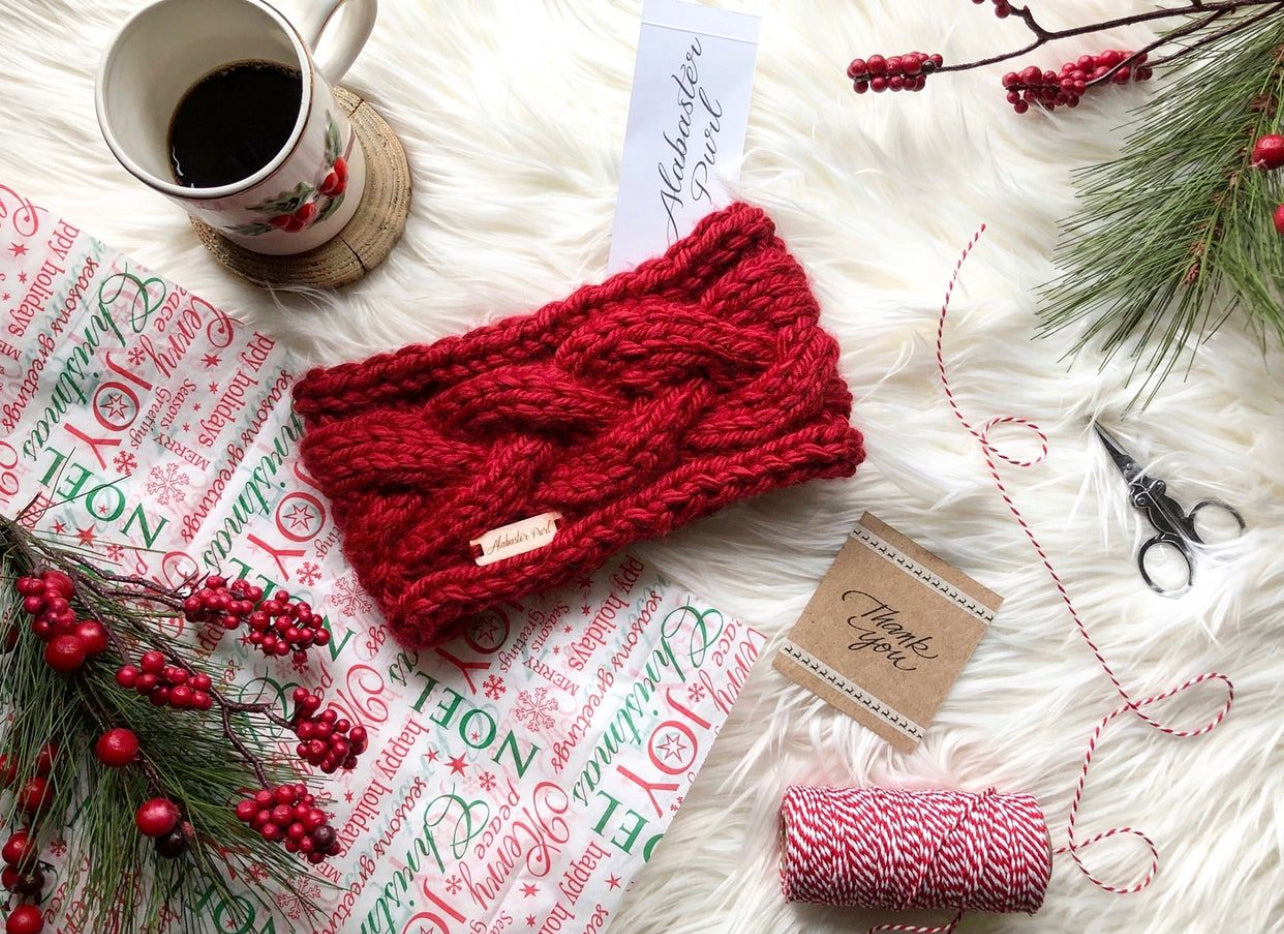 Braided Cable Headband // Red