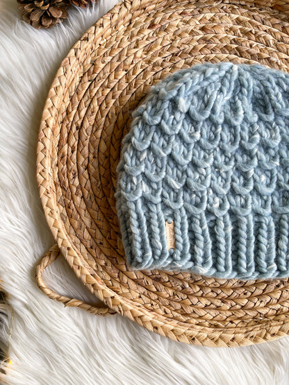 Bamboo Beanie //  Icy Blue - Pick your pom