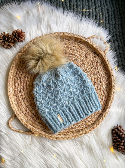 Bamboo Beanie //  Icy Blue - Pick your pom