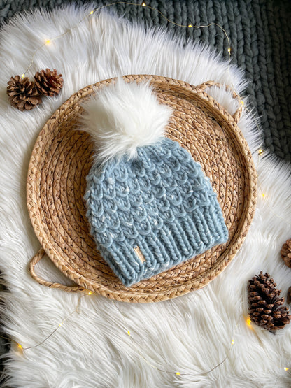 Bamboo Beanie //  Icy Blue - Pick your pom