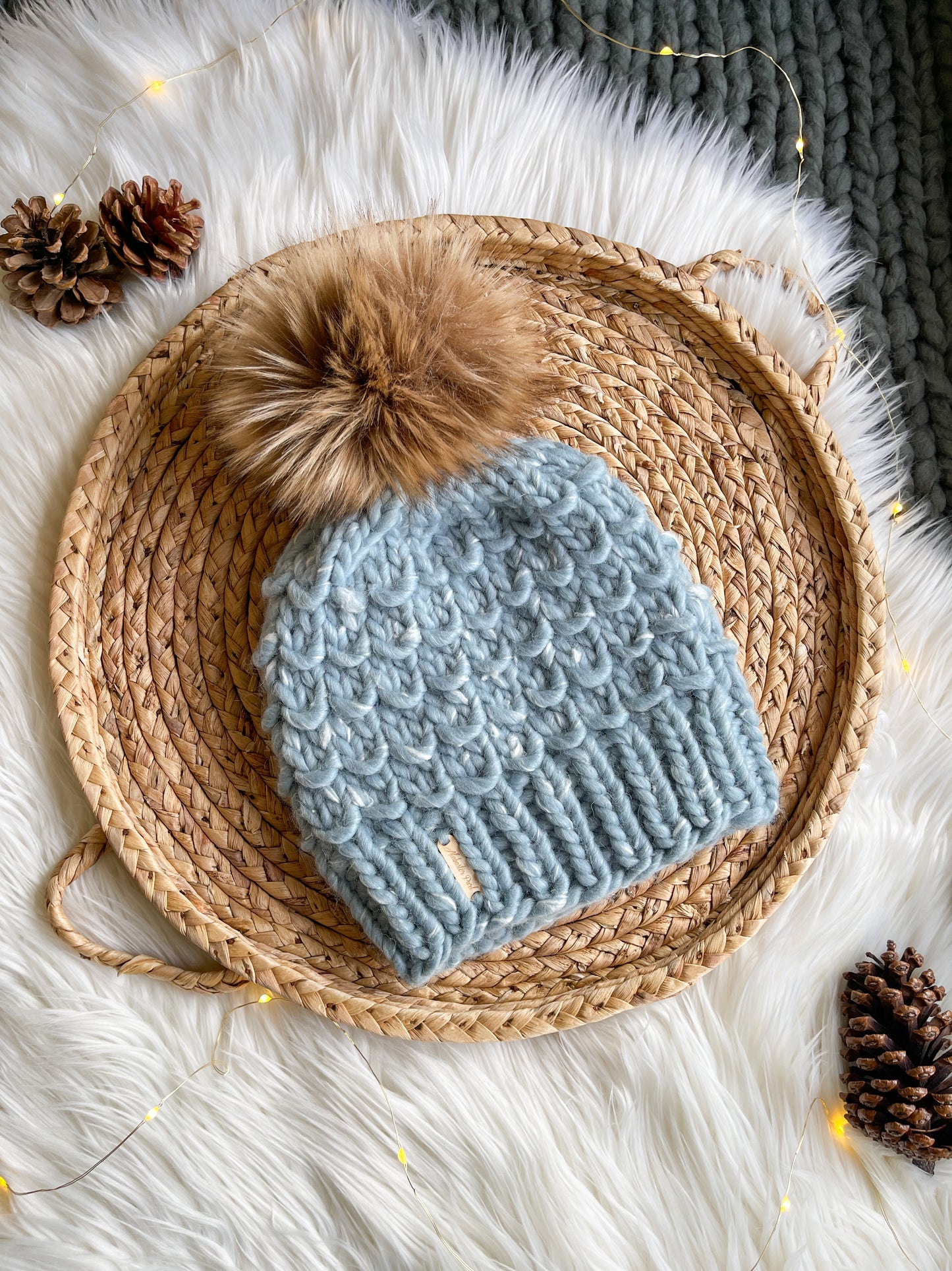 Bamboo Beanie //  Icy Blue - Pick your pom