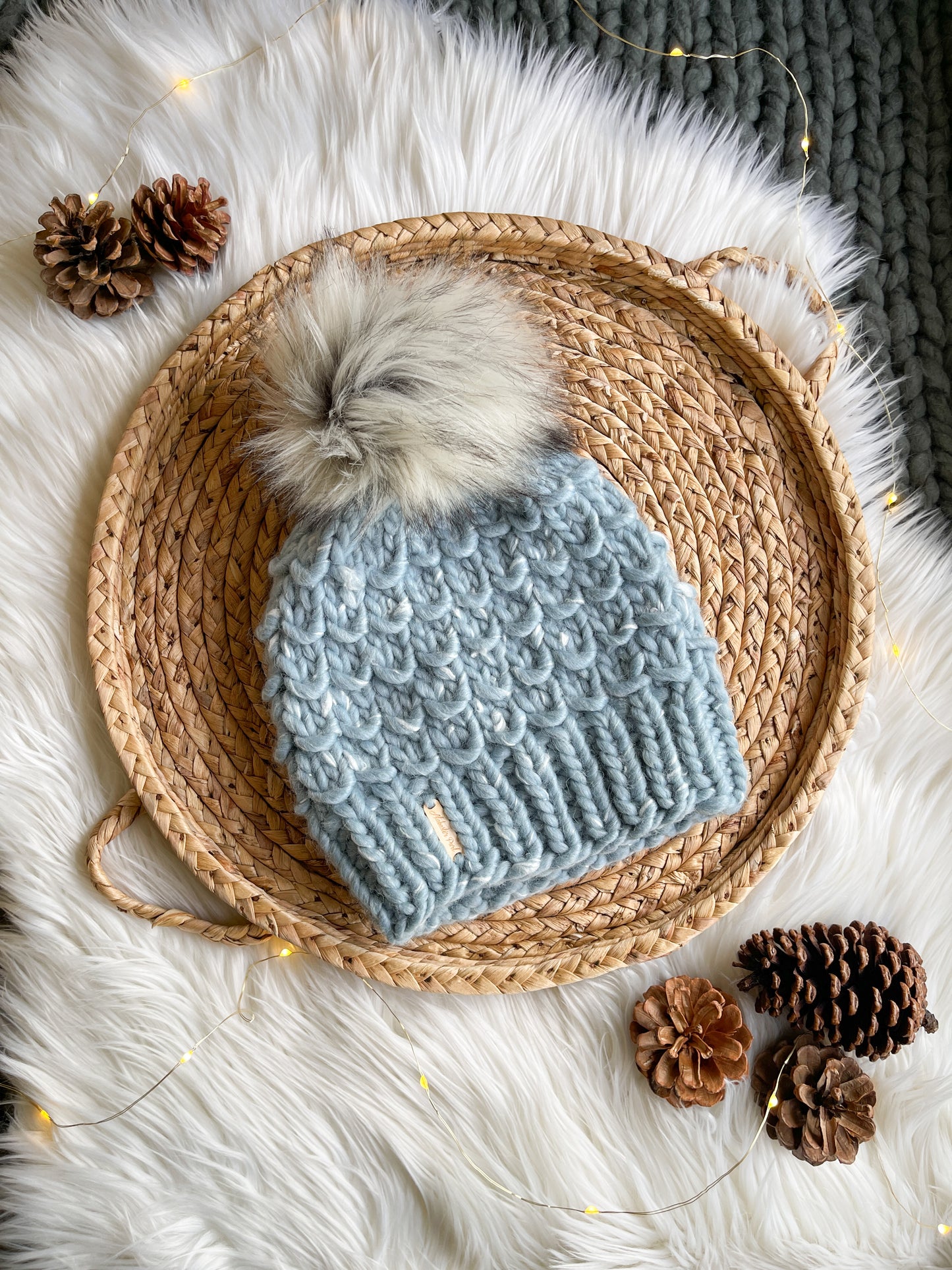 Bamboo Beanie //  Icy Blue - Pick your pom