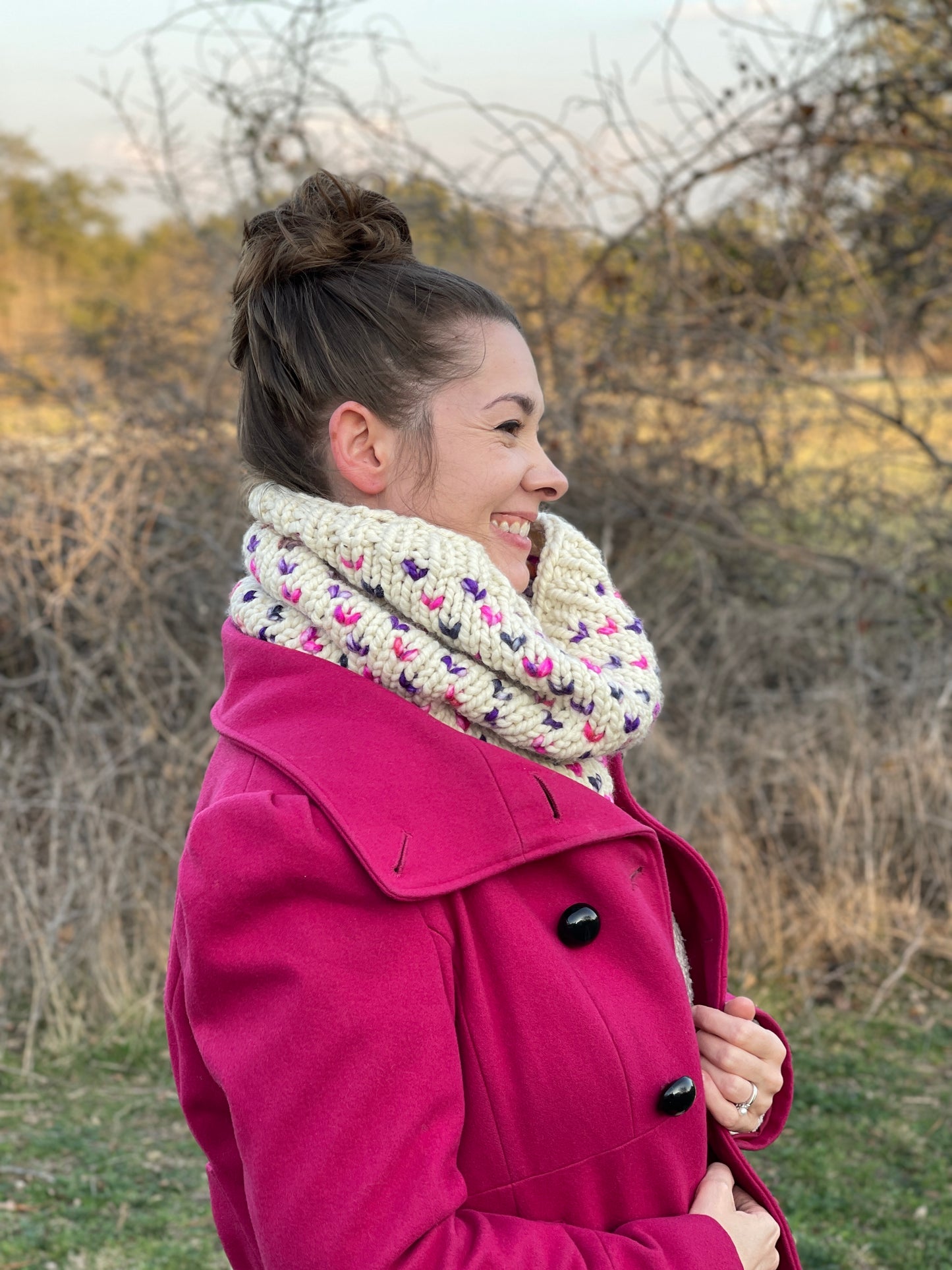 KNITTING PATTERN: Wild Hearts Cowl // Fair Isle Knitting // Valentine's Day Gift // Beginner Knitter // Knit Infinity Scarf Pattern // Quick Knit Pattern