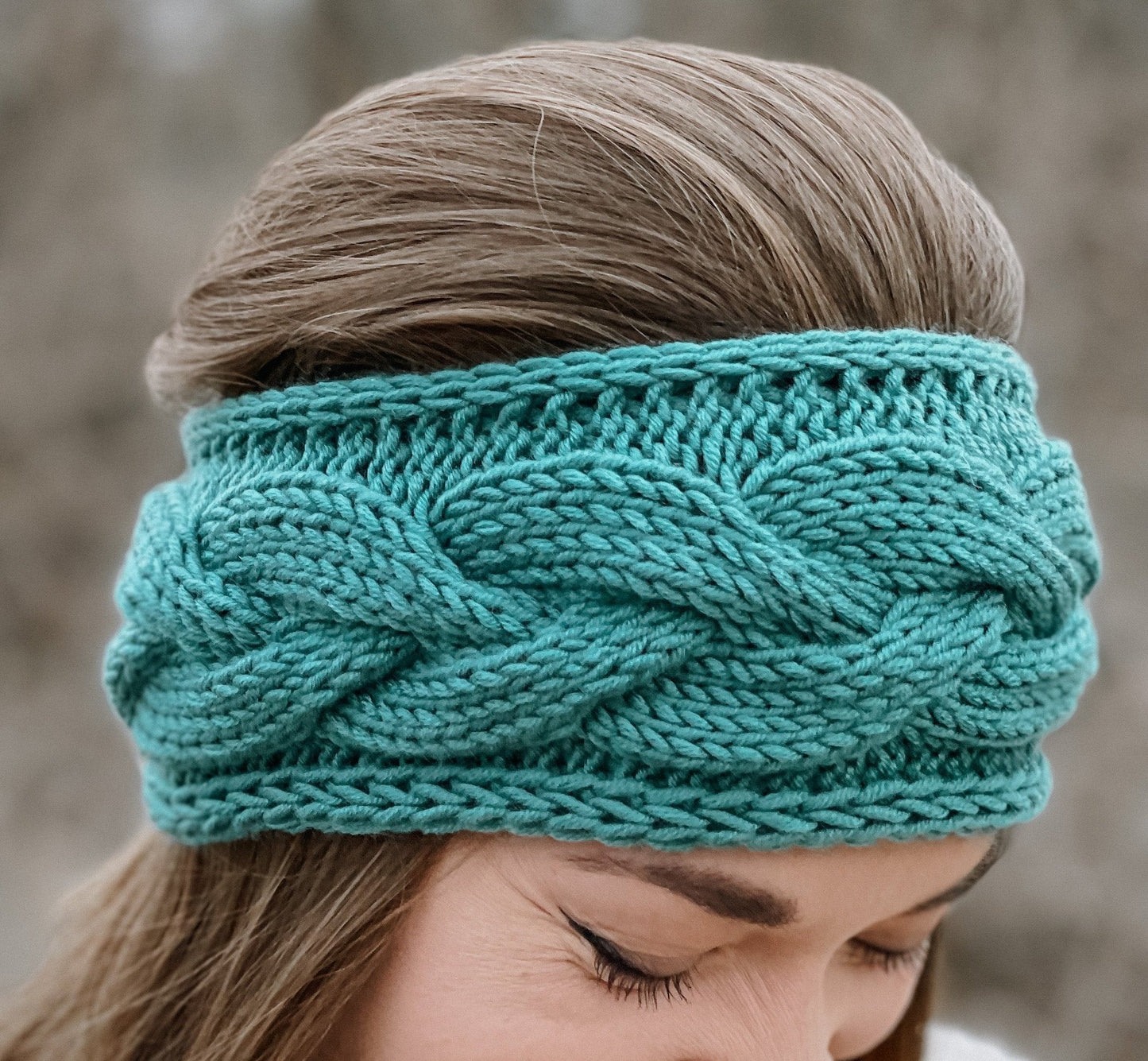 Braided Cable Headband // Aqua - Merino Wool