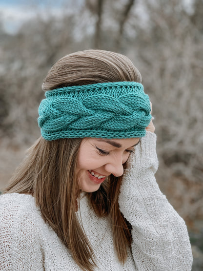 Braided Cable Headband // Aqua - Merino Wool