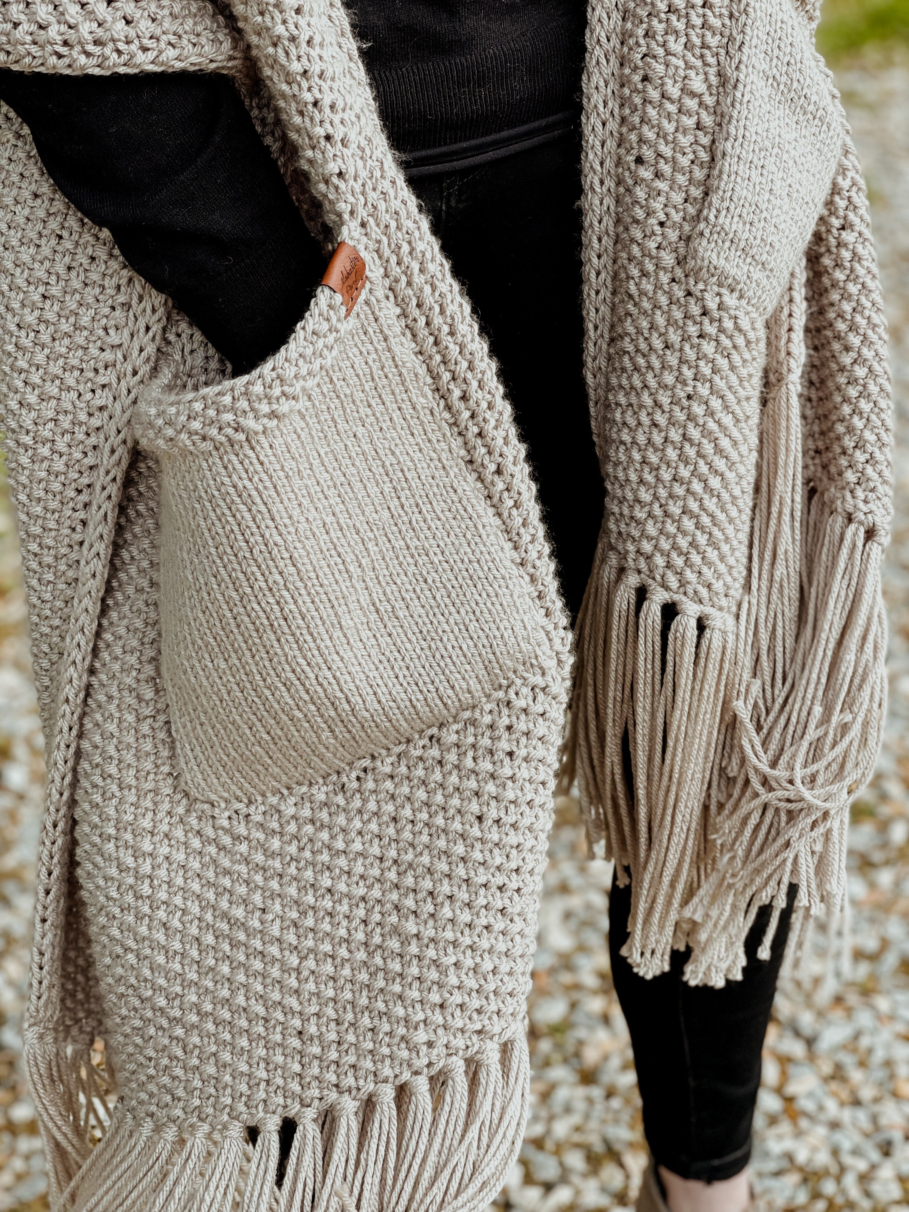 Beige Knit Pocket shops Shawl