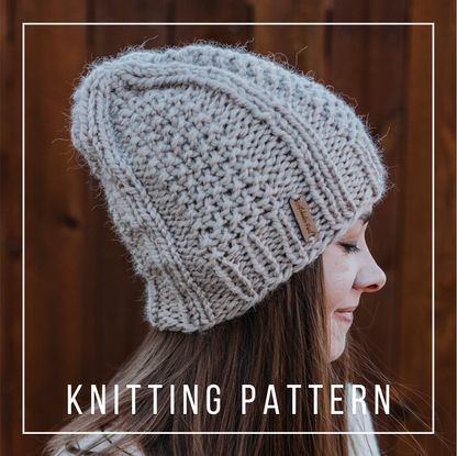 KNITTING PATTERN: Ashley Beanie // Slouchy Beanie // Seed Stitch // Beginner Pattern // Beanie Knitting Pattern // Beginner Knit Pattern