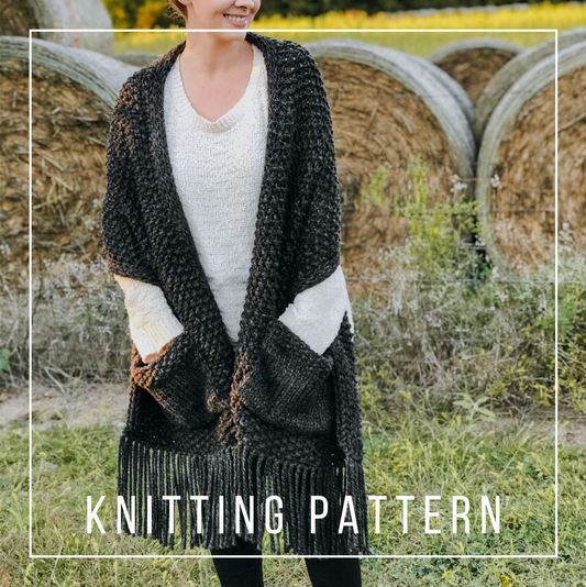 KNITTING PATTERN: Hope Shawl // Pocket Shawl // Pocket Scarf // Beginner Knitter // Chunky Knit // Knit Pocket Shawl Pattern