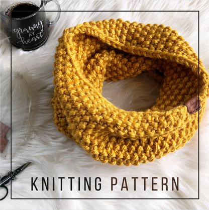 KNITTING PATTERN: Kate Cowl // Infinity Scarf // Seed Stitch // Beginner Pattern // Scarf Knitting Pattern // Infinity Scarf Pattern