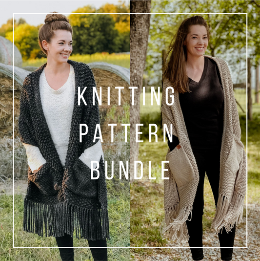 KNITTING PATTERN BUNDLE: Hope Shawl // Super Bulky & Bulky Weights // Pocket Shawl  // Beginner Knitter  // Knit Pocket Shawl Pattern