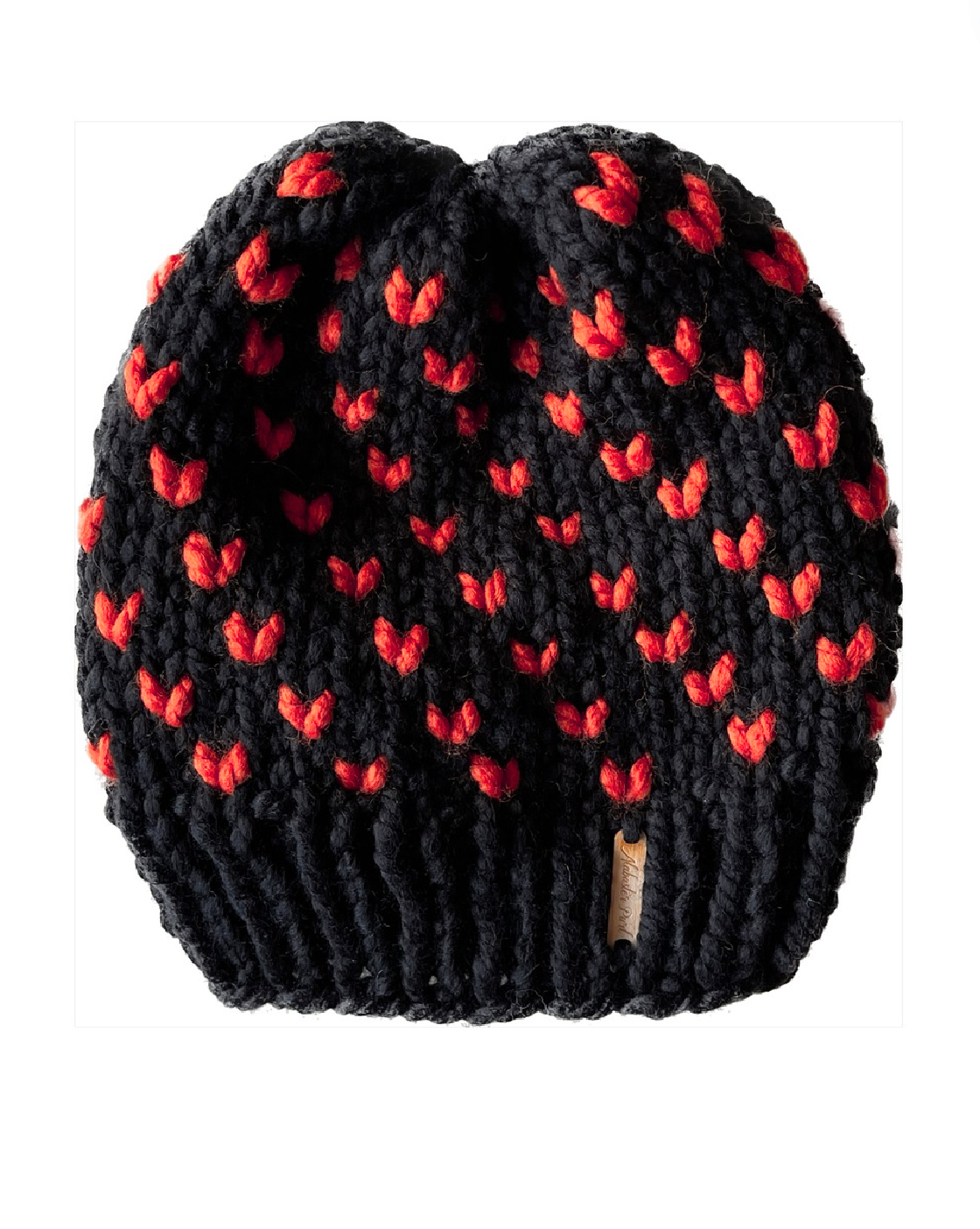 Wild Hearts Beanie // Black with Red Hearts - Texas Tech Winter Beanie