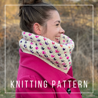 KNITTING PATTERN: Wild Hearts Cowl // Fair Isle Knitting // Valentine's Day Gift // Beginner Knitter // Knit Infinity Scarf Pattern // Quick Knit Pattern